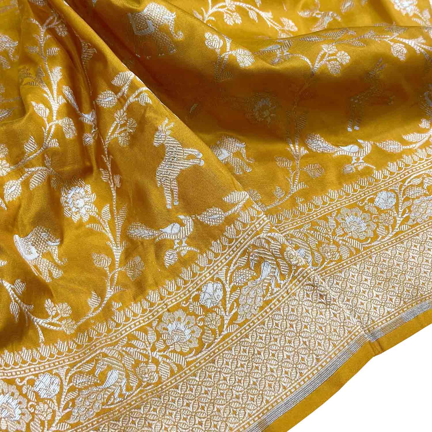 Yellow Handloom Banarasi Pure Katan Silk Saree