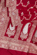 Red Handloom Banarasi Pure Katan Silk Saree