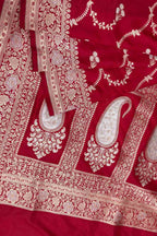 Red Handloom Banarasi Pure Katan Silk Saree