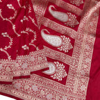 Red Handloom Banarasi Pure Katan Silk Saree