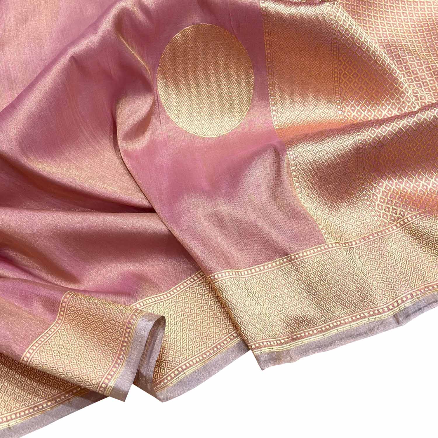Pink Handloom Pure Banarasi Katan Tissue Silk Saree