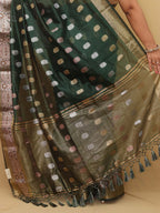 Green Banarasi Cotton Silk Saree - Luxurion World