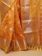 Yellow Banarasi Cotton Silk Saree - Luxurion World