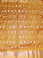 Yellow Banarasi Cotton Silk Saree - Luxurion World