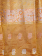 Yellow Banarasi Cotton Silk Saree - Luxurion World