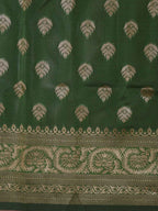 Stunning Green Banarasi Cotton Silk Saree - Elegant and Timeless - Luxurion World