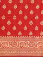 Red Banarasi Cotton Silk Saree - Luxurion World