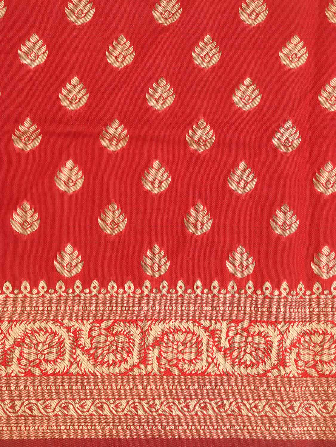 Red Banarasi Cotton Silk Saree - Luxurion World