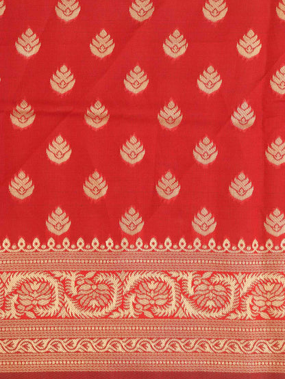 Red Banarasi Cotton Silk Saree - Luxurion World