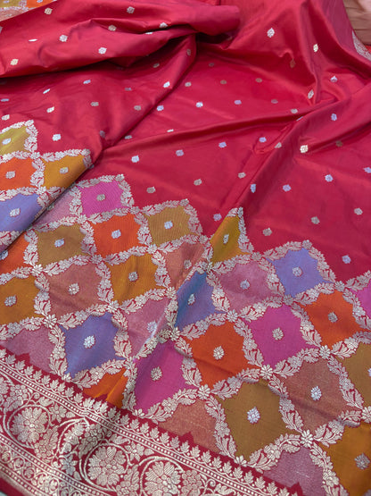 Exquisite Banarasi Handloom Pure Katan Silk Rangkat Saree - Luxurion World