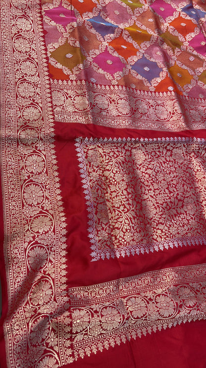 Exquisite Banarasi Handloom Pure Katan Silk Rangkat Saree - Luxurion World