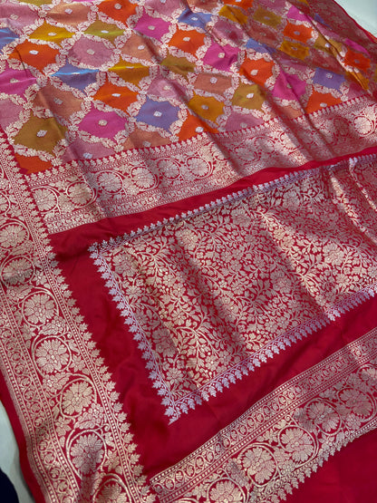 Exquisite Banarasi Handloom Pure Katan Silk Rangkat Saree - Luxurion World