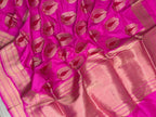 Elegant Pink Handloom Banarasi Pure Katan Silk Jaal Work Saree - Luxurion World