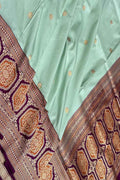 Blue Handloom Banarasi Pure Katan Silk Saree - Luxurion World