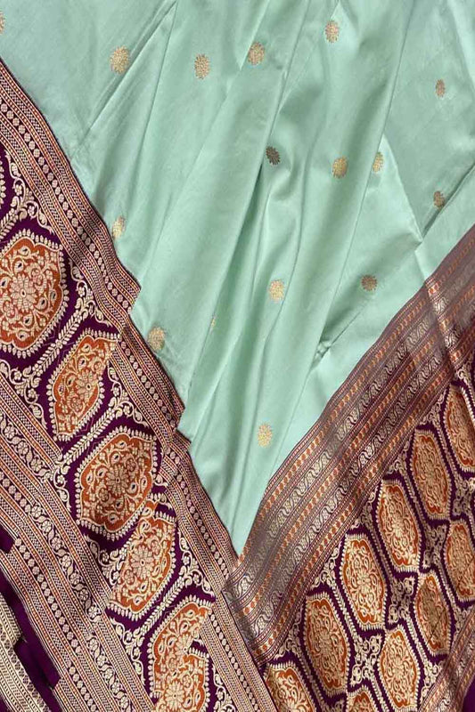 Blue Handloom Banarasi Pure Katan Silk Saree - Luxurion World