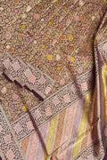 Maroon Handloom Banarasi Pure Katan Silk Meenakari Flower Design Saree - Luxurion World