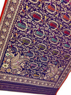 Blue Pure Banarasi Jamdani Handloom Meenakari Cotton Saree