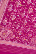 Pink Pure Banarasi Jamdani Handloom Meenakari Cotton Saree