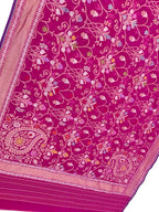 Pink Pure Banarasi Jamdani Handloom Meenakari Cotton Saree