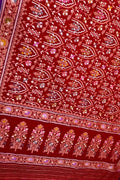 Red Pure Banarasi Jamdani Handloom Meenakari Cotton Saree
