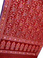 Red Pure Banarasi Jamdani Handloom Meenakari Cotton Saree
