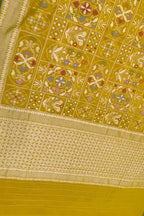 Yellow Pure Banarasi Jamdani Handloom Meenakari Cotton Saree