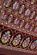 Maroon Pure Banarasi Jamdani Handloom Meenakari Cotton Saree
