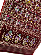 Maroon Pure Banarasi Jamdani Handloom Meenakari Cotton Saree