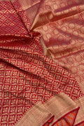Red Handloom Banarasi Pure Katan Silk Flower Design Saree