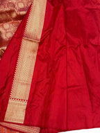 Red Handloom Banarasi Pure Katan Silk Flower Design Saree