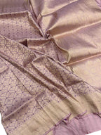 Purple Handloom Banarasi Pure Katan Silk Flower Design Saree