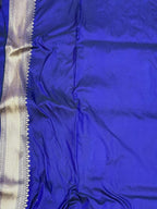 Blue Handloom Banarasi Pure Katan Silk Flower Design Saree