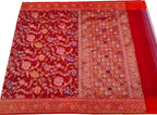 Red Banarasi Jamdani Handloom Kora Meenakari Saree