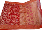 Red Banarasi Jamdani Handloom Kora Meenakari Saree