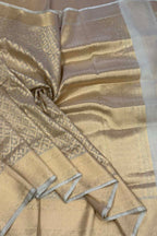 Golden Banarasi Tissue Silk Saree — Handloom Zari Weave, Wedding & Festive