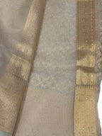 Golden Banarasi Tissue Silk Saree — Handloom Zari Weave, Wedding & Festive
