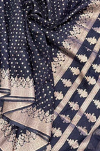 Black Banarasi Tissue Silk Saree — Handloom Zari Weave, Festive & Evening