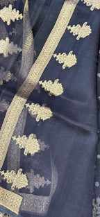 Black Banarasi Tissue Silk Saree — Handloom Zari Weave, Festive & Evening