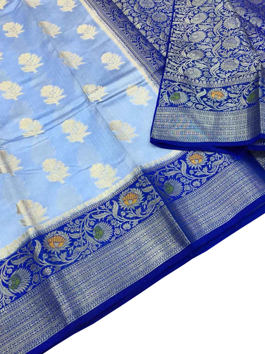 Exquisite Blue Handloom Banarasi Raw Silk Saree - Perfect for Any Occasion - Luxurion World