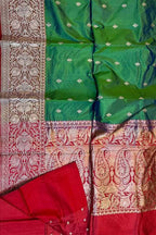 Exquisite Green Banarasi Katan Silk Saree - Luxurion World