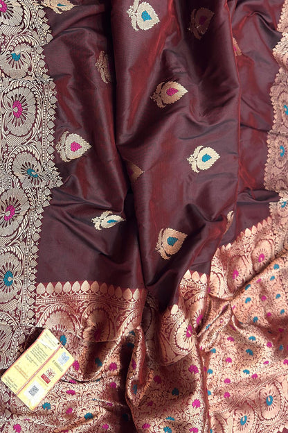 Elegant Maroon Banarasi Katan Silk Saree