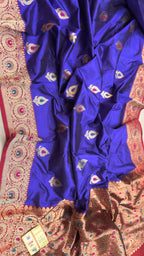 Elegant Blue Banarasi Katan Silk Meenakari Saree - Luxurion World