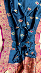 Blue Banarasi Katan Silk Meenakari Saree - Elegant and Traditional - Luxurion World