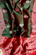 Green Banarasi Katan Silk Meenakari Saree - Luxurion World