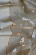 Pastel Banarasi Handloom Kora Silk Sona Roopa Flower Design Saree