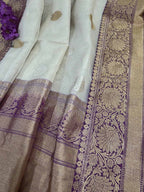 Elegant Off White Banarasi Silk Saree - Luxurion World