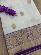 Elegant Off White Banarasi Silk Saree - Luxurion World