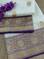 Elegant Off White Banarasi Silk Saree - Luxurion World