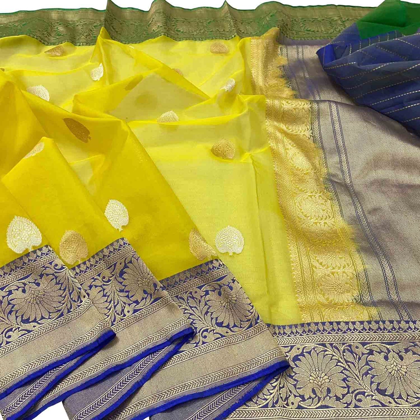 Golden Glow: Banarasi Kora Silk Saree - Luxurion World