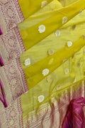 Yellow Handloom Banarasi Pure Kora Silk Saree - Luxurion World